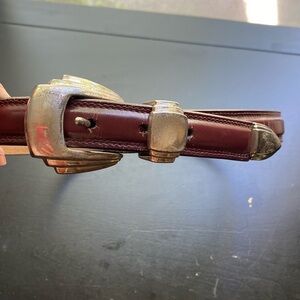 Latigo Leather Belt Women’s Brown Western cowgirl Rodeo Vintage silver tone M